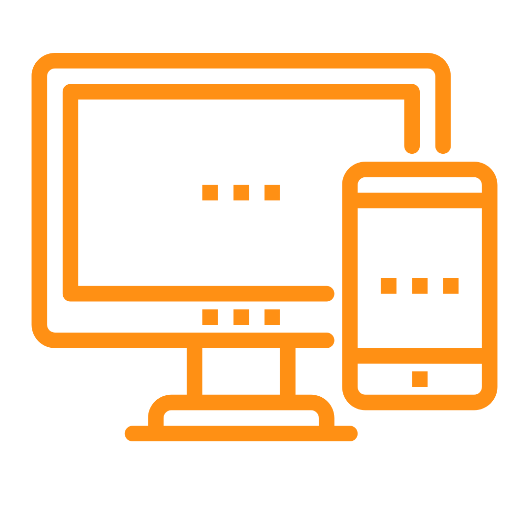 illustration of a computer screen with a phone in front of it